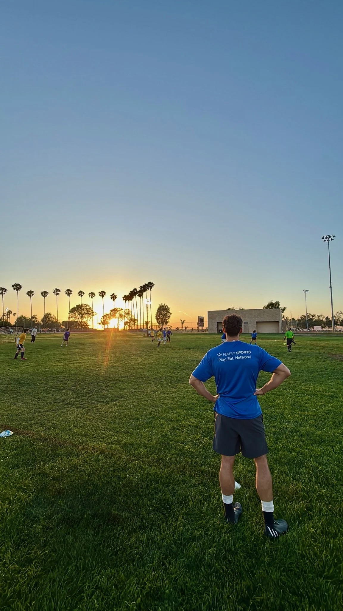 Revent Sports player on the pitch at sunset in Costa Mesa